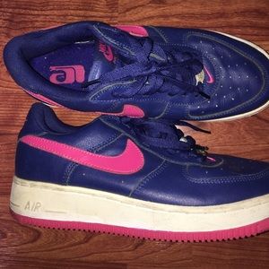 Nike Air Force 1 Blue Pink Leather Sneakers