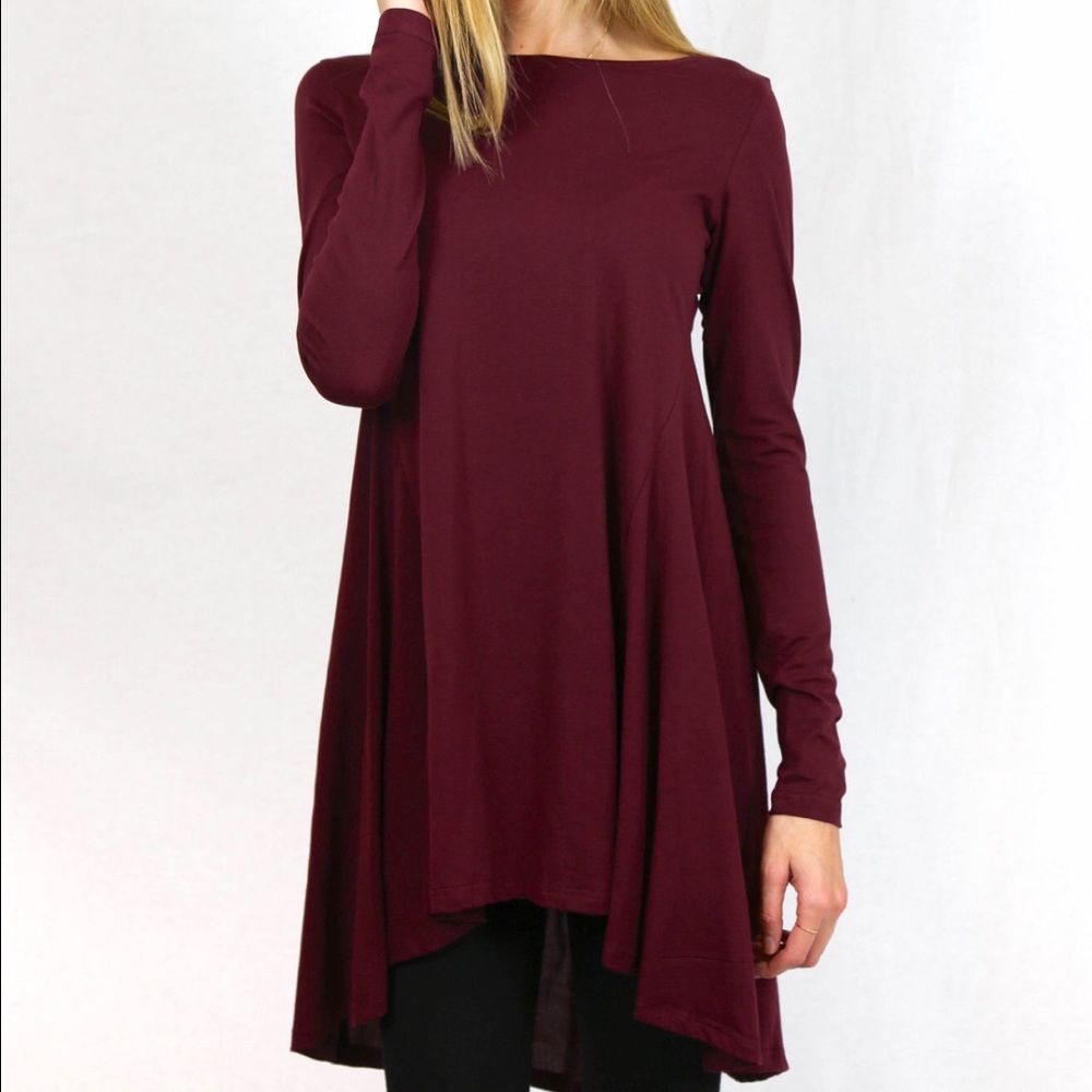 Long Sleeved Comfort Top - Wine