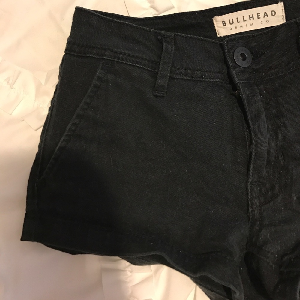 Low rise black jean shorts