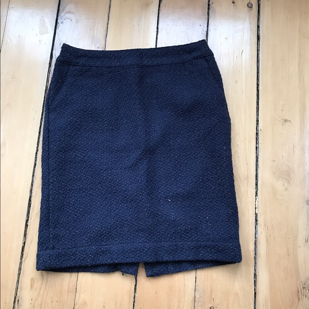 Merona sz4 navy and gold tweed pencil skirt
