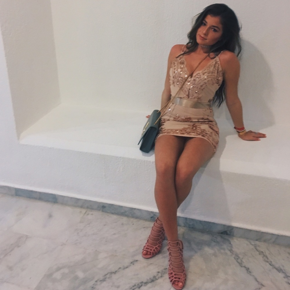 Blush Beaded Mini Dress