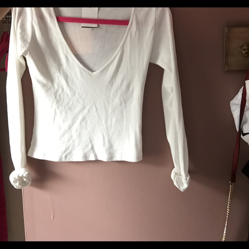 White Long Sleeve Brandy Melville Shirt