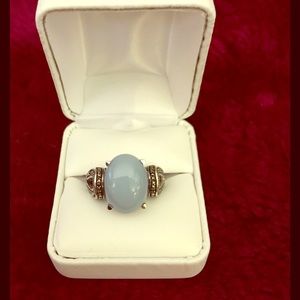 Blue Jade & Maracite Gemstone Ring