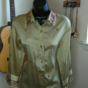 Vintage Indian 2PC Shirt Pants Suit by ROMAN Sz M