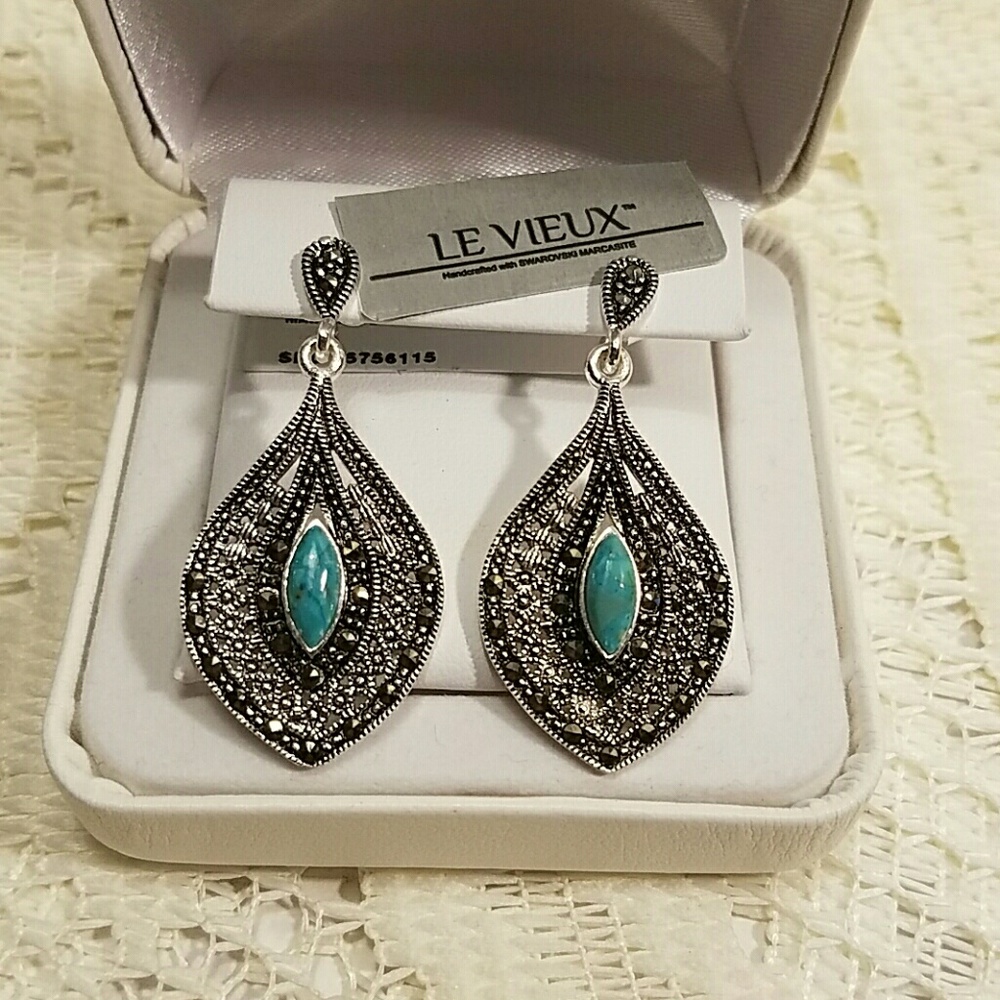 Le Vieux Faux Turquoise Teardrop Earrings