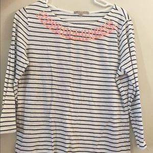 Gap striped shirt with pink jeweled detailing