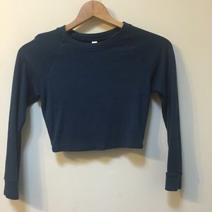 FIRM $ American Apparel Sweatshirt Crop Top, Blue