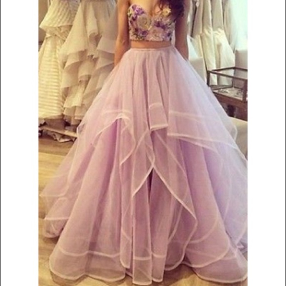 Lavender full organza long flowly skirt