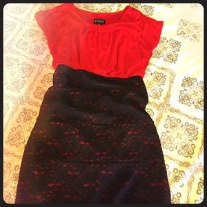 Red & Black Lace Dress