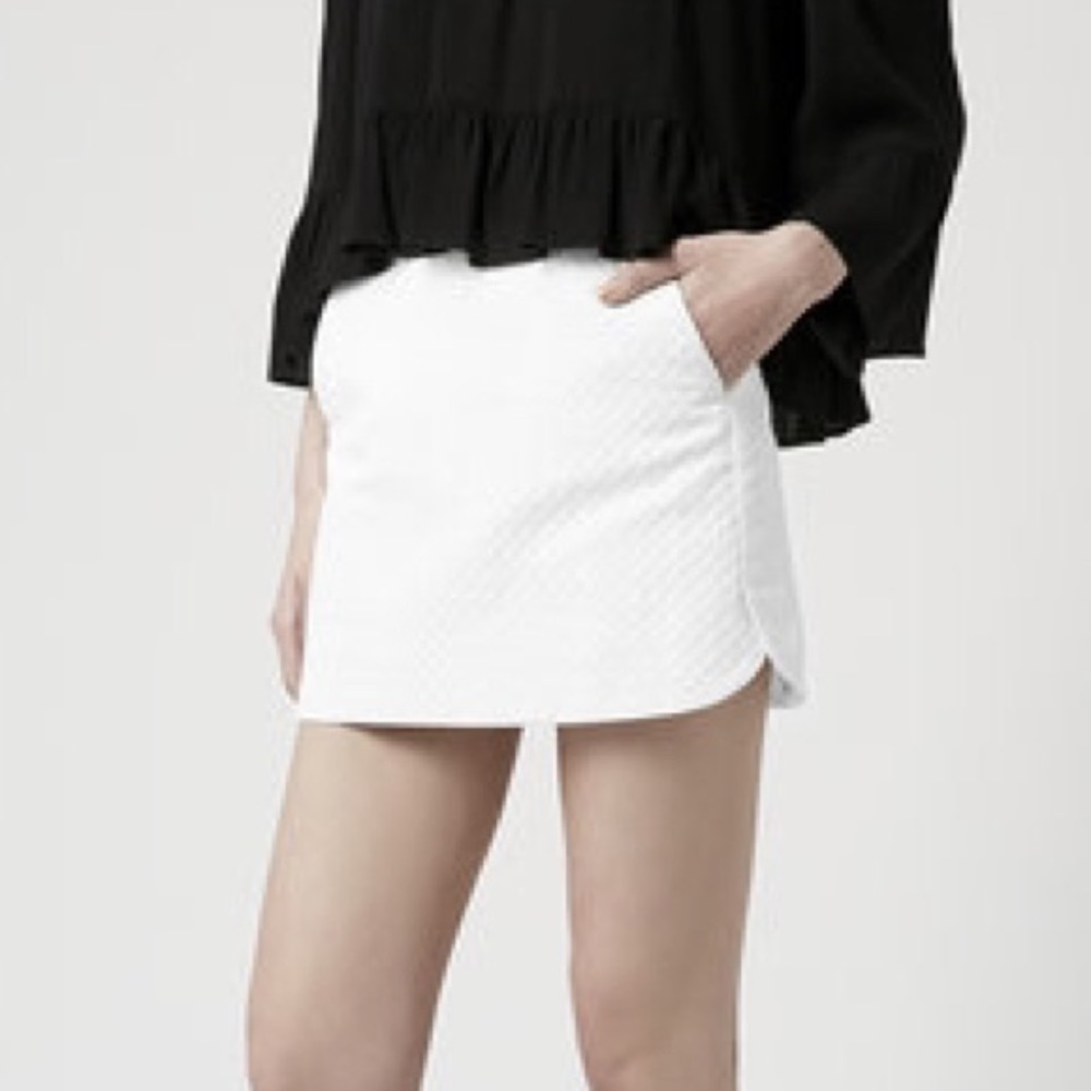 Topshop curved hemline textured skirt