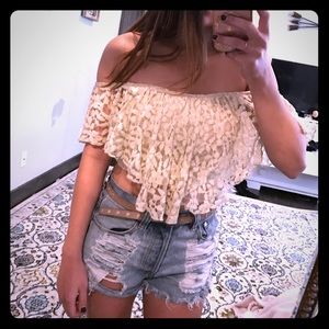 Ivory lace crop top from urban outfitters