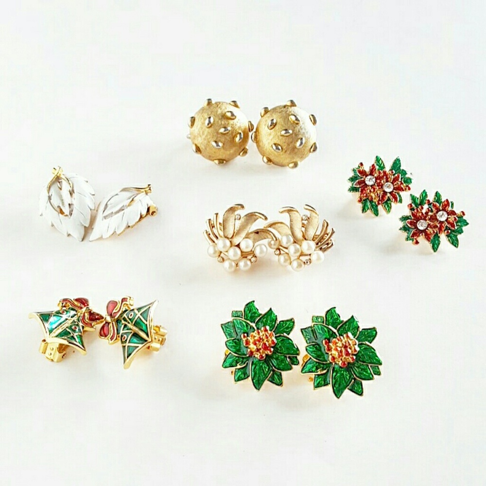Vintage Clip-On Earrings Set of 6 pairs