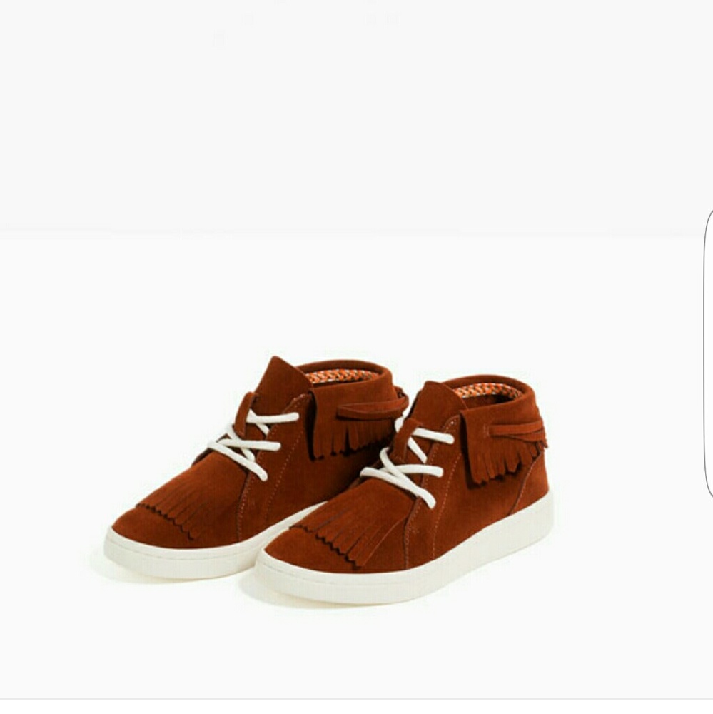 Zara kids fringed leather high top sneakers