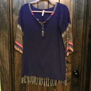 Purple tassel tunic/ swim cover up