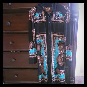 Long sleeve dress with handkerchief print