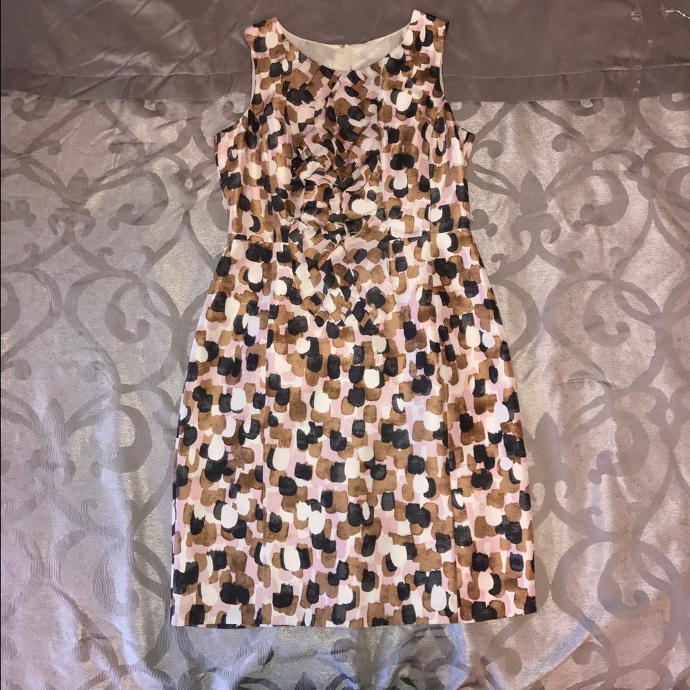 J. Crew Pink and Gold spotted silk dress Size 2