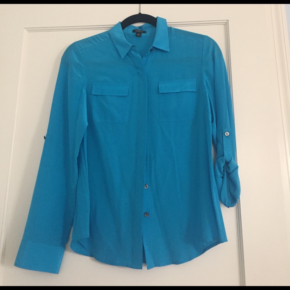 blue silk button down!