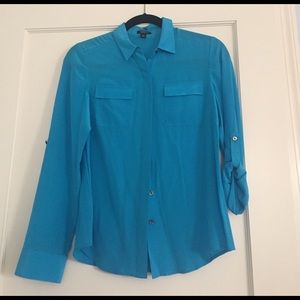 blue silk button down!