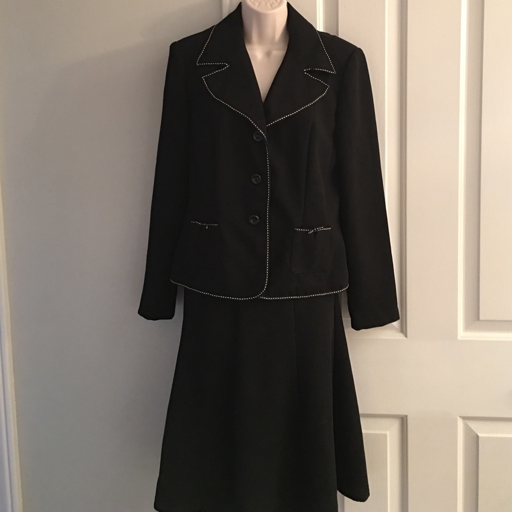 Black with white stitching detail - ladies suit