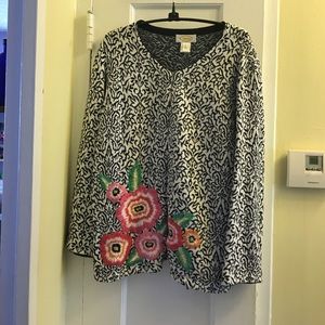 Black and white swirl patterned sweater