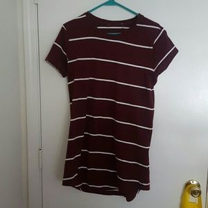 Burgundy striped t-shirt dress