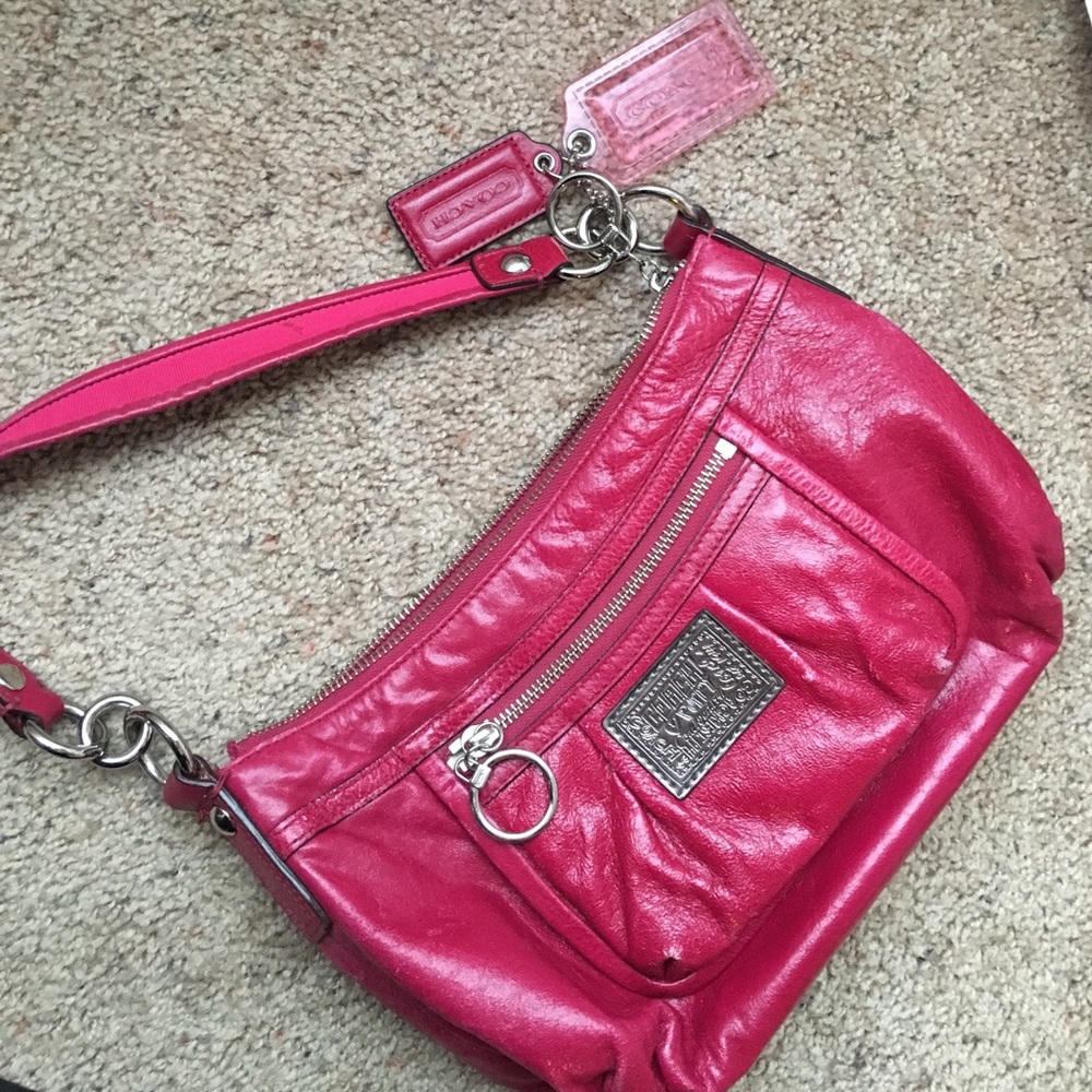 Coach Poppy Pink Leather shoulder bag purse EUC!!