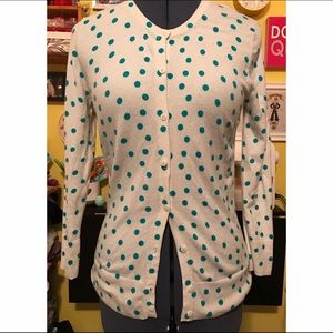 Teal Polka-Dotted Cardigan Sweater