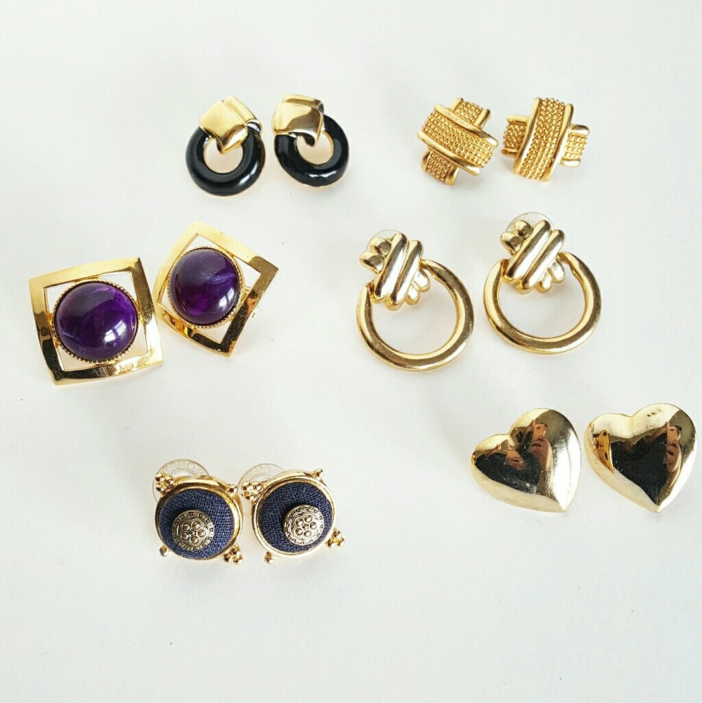 VINTAGE POST-BACK EARRINGS SET OF SIX (6)