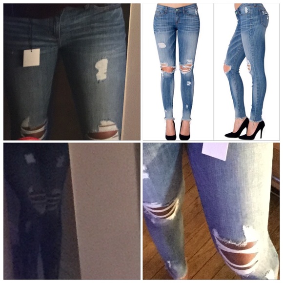 🆕Last Size 1 Ripped Knee Raw Hemline Skinny Jeans - Picture 5 of 8