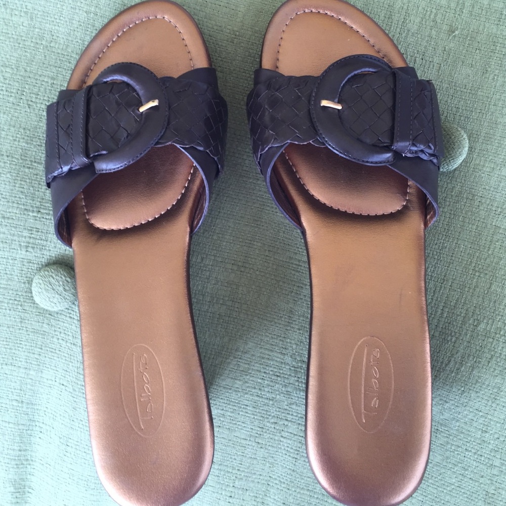 Talbots Brown Leather Wedge Sandals, size 7.5B