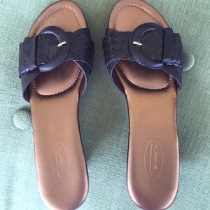 Talbots Brown Leather Wedge Sandals, size 7.5B