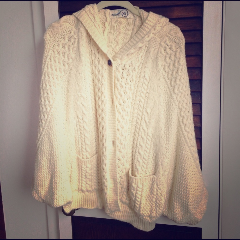 Anthropologie hooded cable knit sweater cape