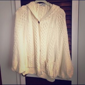 Anthropologie hooded cable knit sweater cape