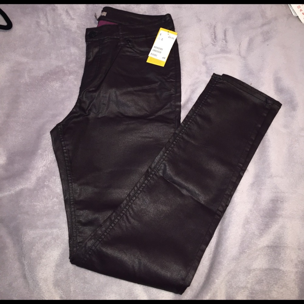 Burgundy Coated Skinny Jeans