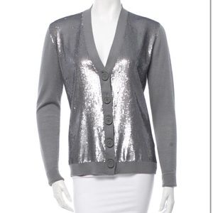 XS Tory Burch silver sequin wool cardigan
