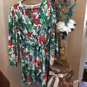 Tropical Faux Wrap dress.
