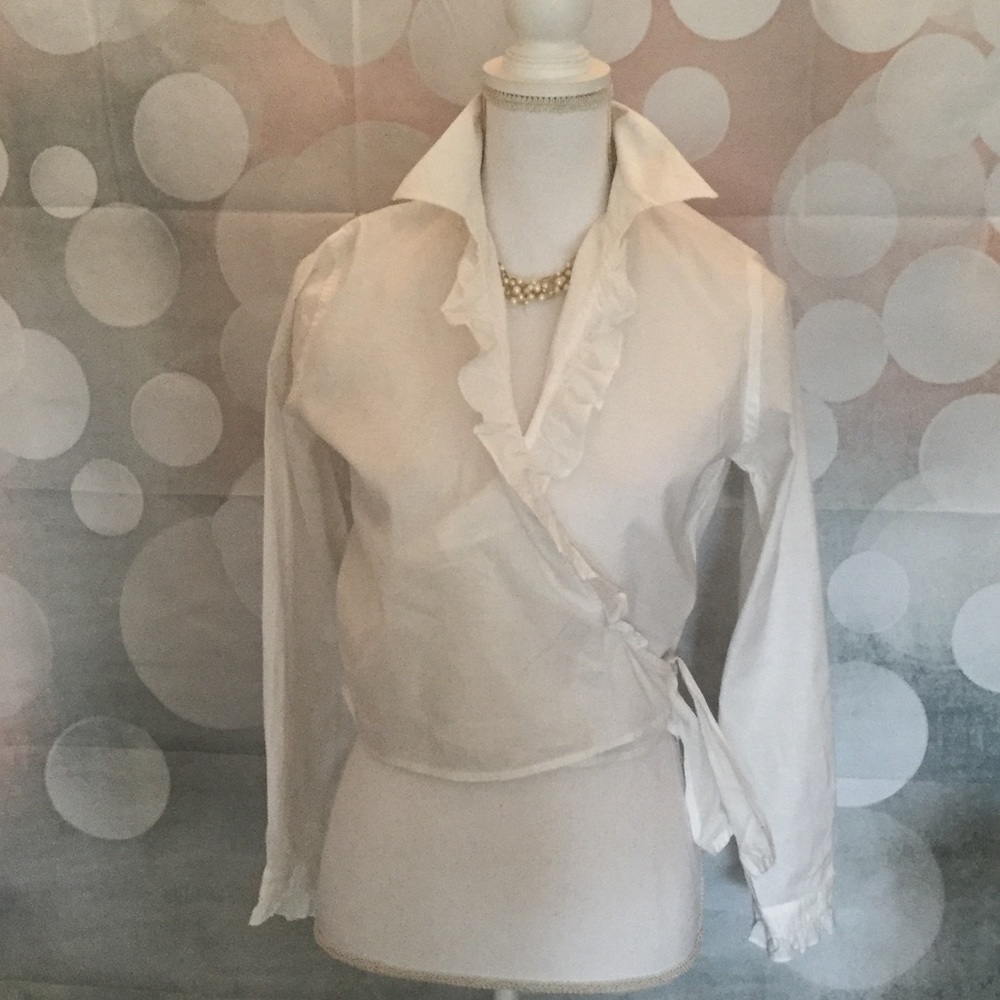 Sexy Ralph Lauren ruffled wrap top in white