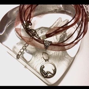 Mermaid Jewelry Set Earrings and Ribbon Necklace