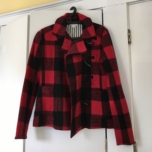 Garnet Hill wool blend buffalo check coat