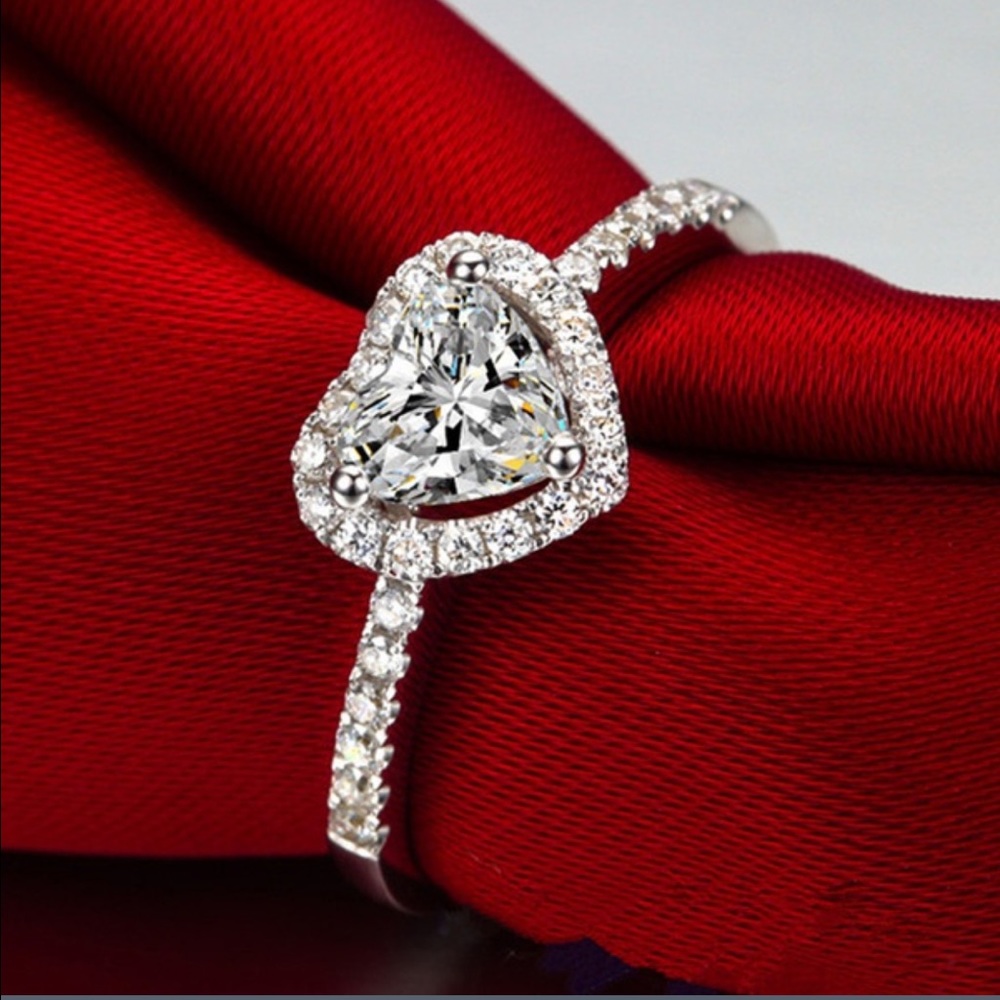 CZ Diamond Heart ❤️ Engagement Ring 💎