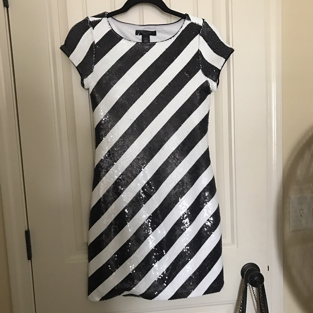 Black and white sequin dress