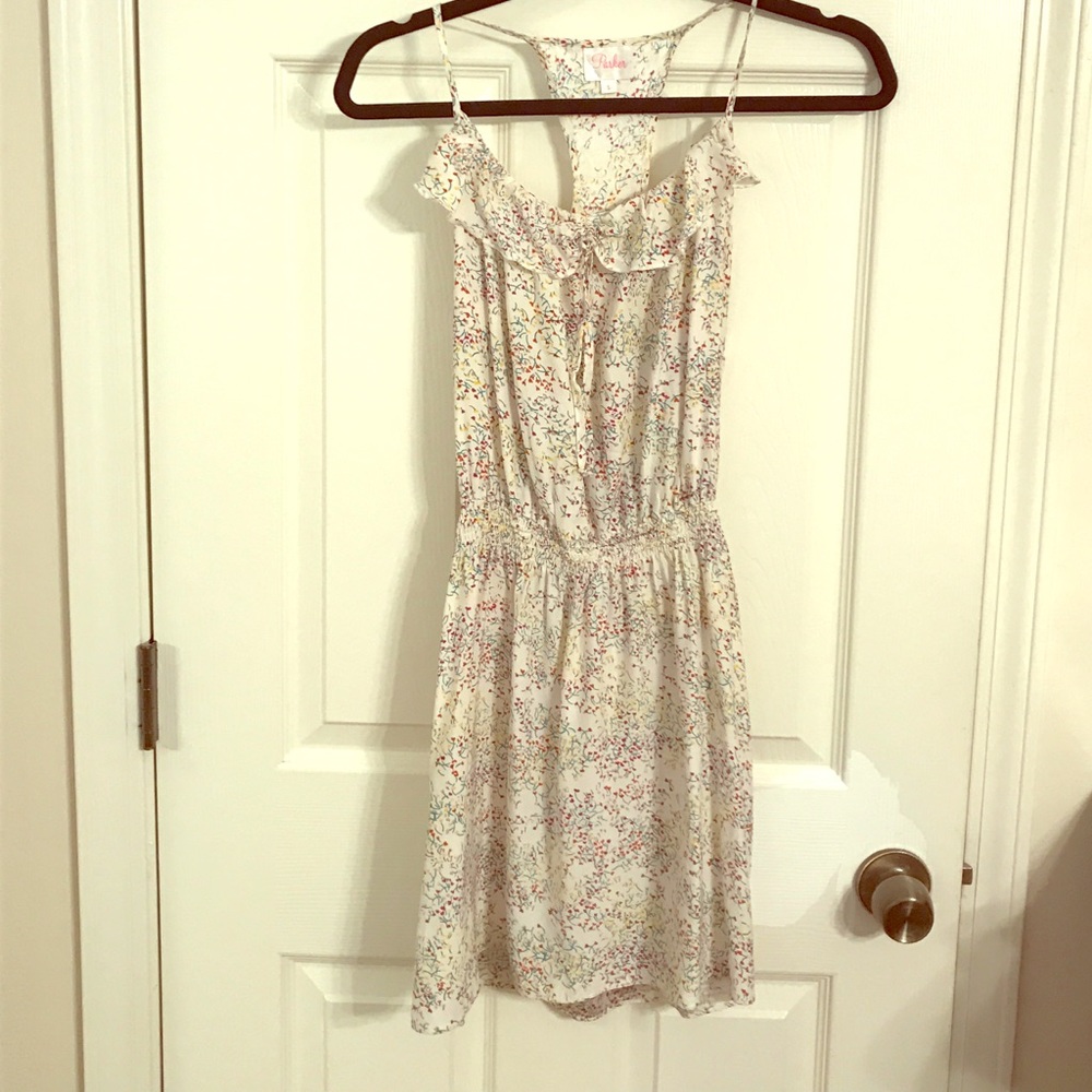 REDUCED-Parker Silk Floral Dress w/ruffle Sz S