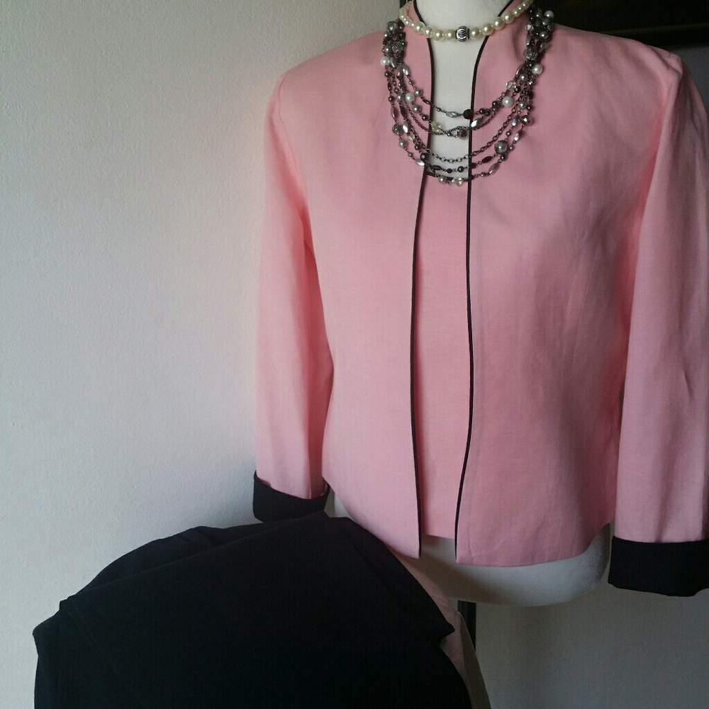 *JESSICA HOWARD* PINK & BLACK 3-PIECE PANT SUIT