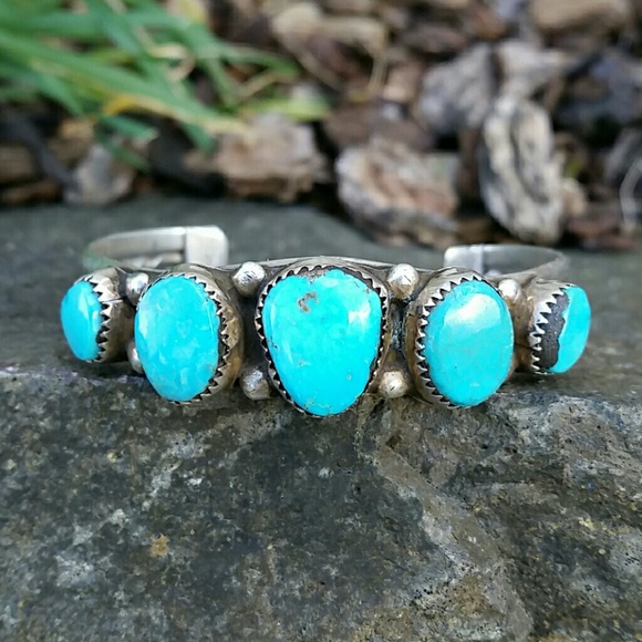 Vintage  Jewelry - Vintage Sterling Silver Turquoise Bracelet