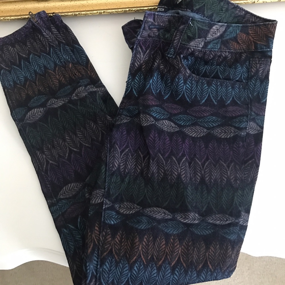 Print denim jeggings