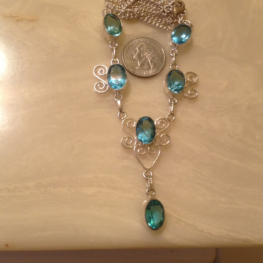 Genuine Sterling Silver London Blue Topaz Necklace