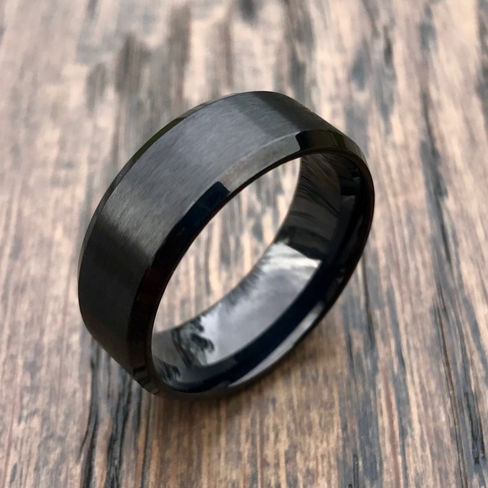 Black stainless steel men's ring