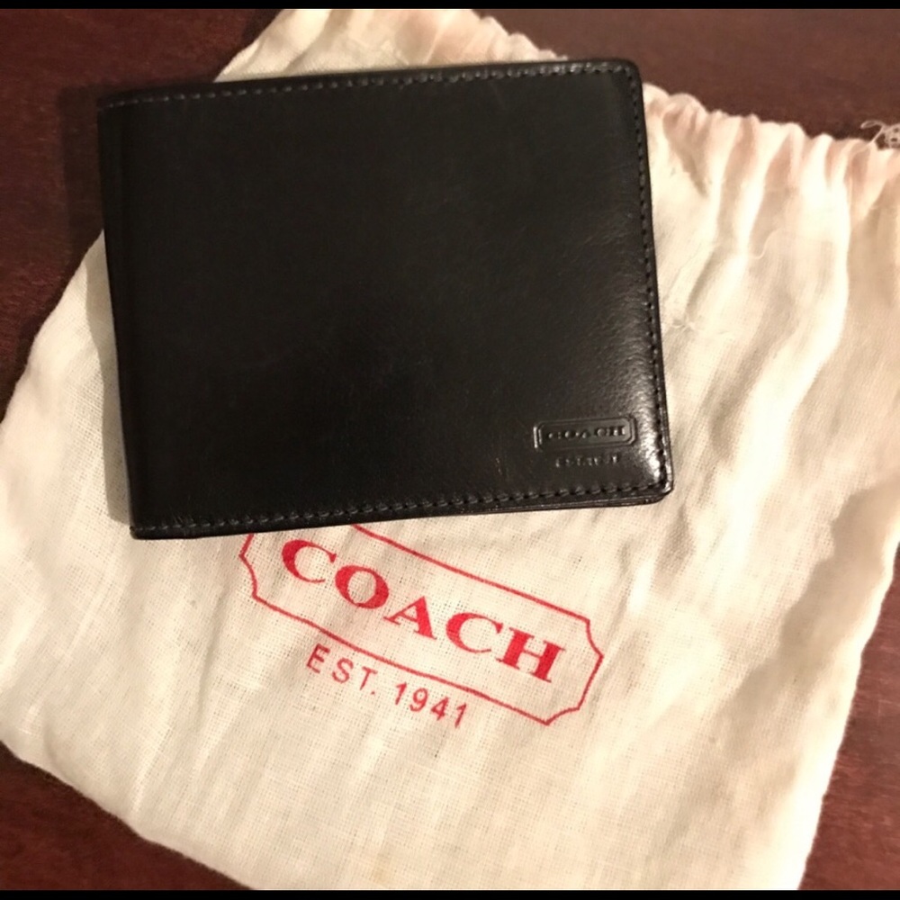 NWT Men's Black Leather Coach Wallet