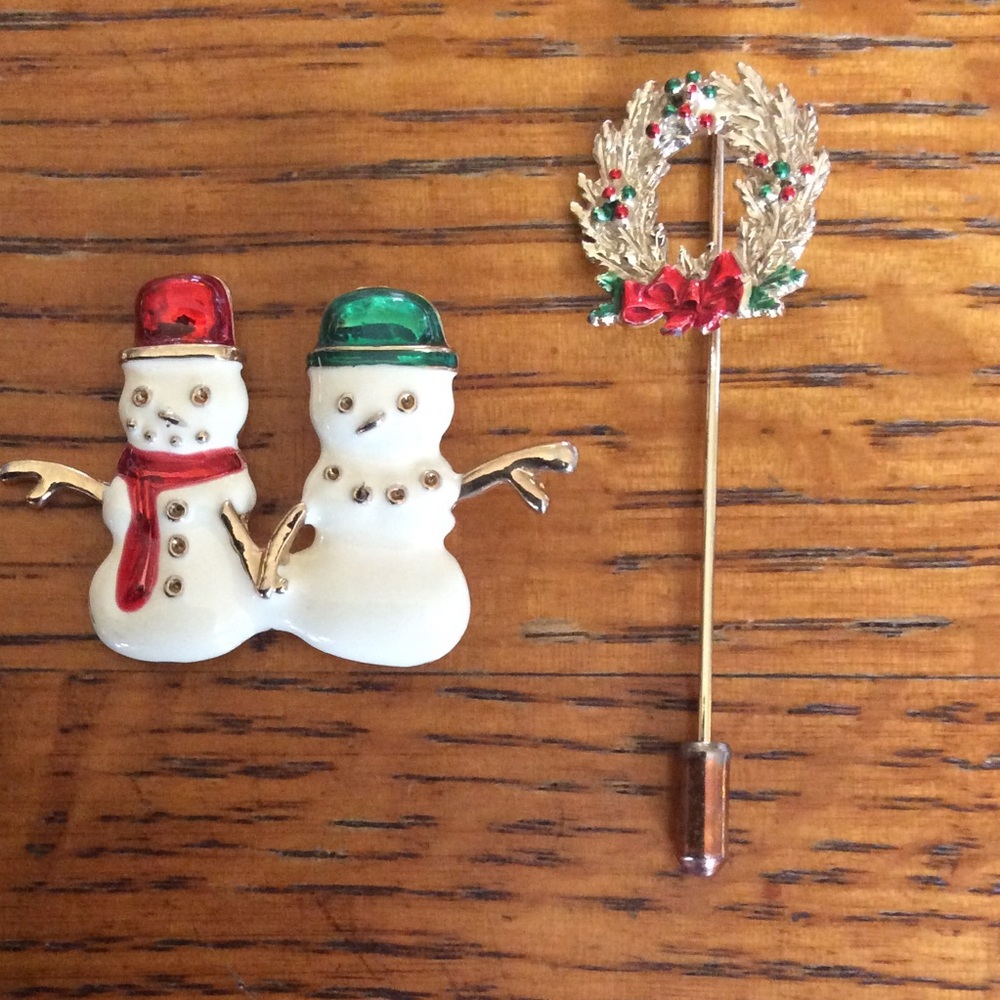 Vintage Lapel Pins Snowmen & Reef Brooch ⛄️