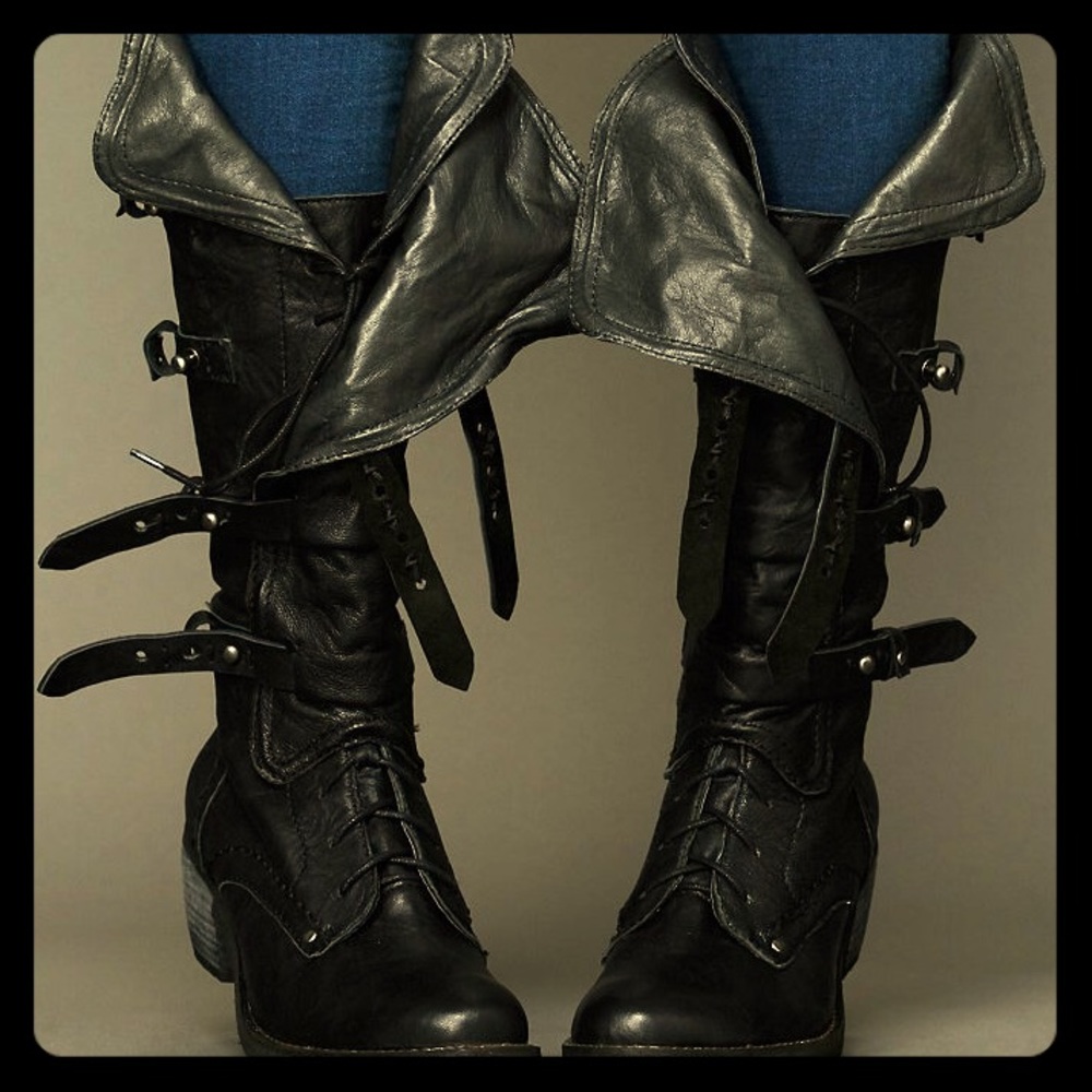 Free People tall leather boots sz 10